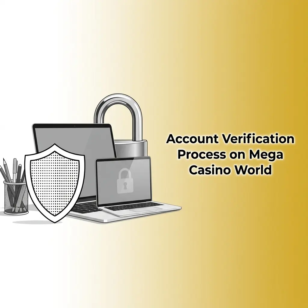 Mega Casino World KYC account verification process with ID, address, and payment method document submission steps